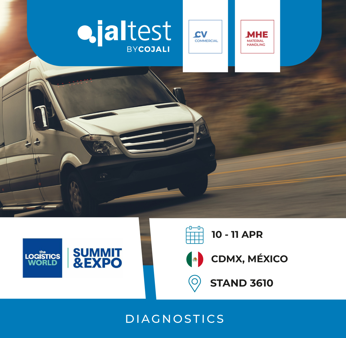 ¡Estamos emocionados de anunciar que #Jaltest estará presente en @thelogisticswd | Summit & Expo 2024 de la mano de Cojali USA! 😎🚀

📆 10-11 de abril
📍 Centro Citibanamex, #CiudadDeMéxico. 🇲🇽

¡Te esperamos en el stand 3610!  
#JaltestDiagnostics #TheLogisticsWorld #TLW