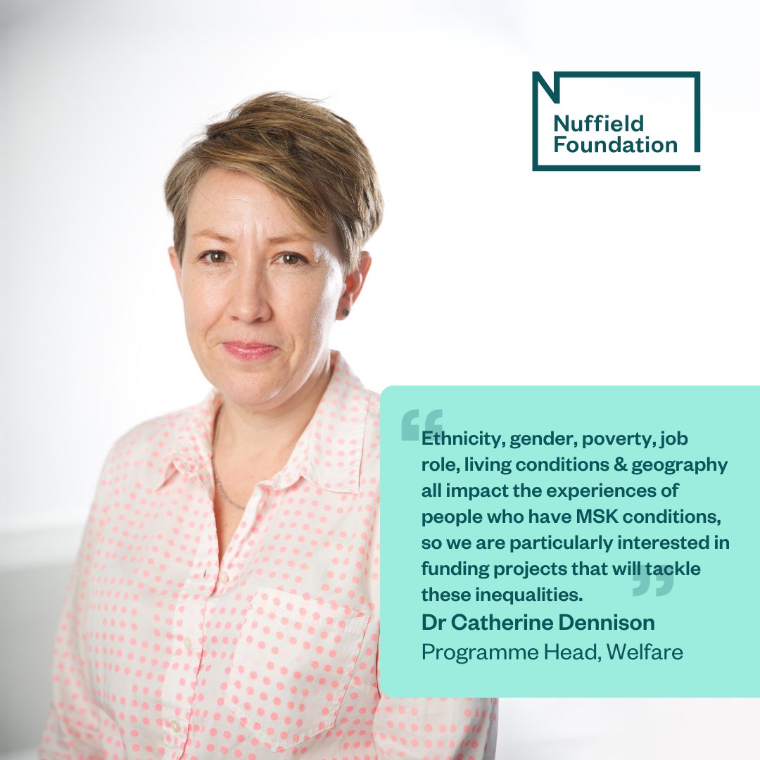 The focus of the funding is on enabling children and adults who have an MSK condition to have a better quality of life, through research ideas that focus on improving economic and social well-being. <a href="/DennisonCat/">Catherine</a> manages the fund.