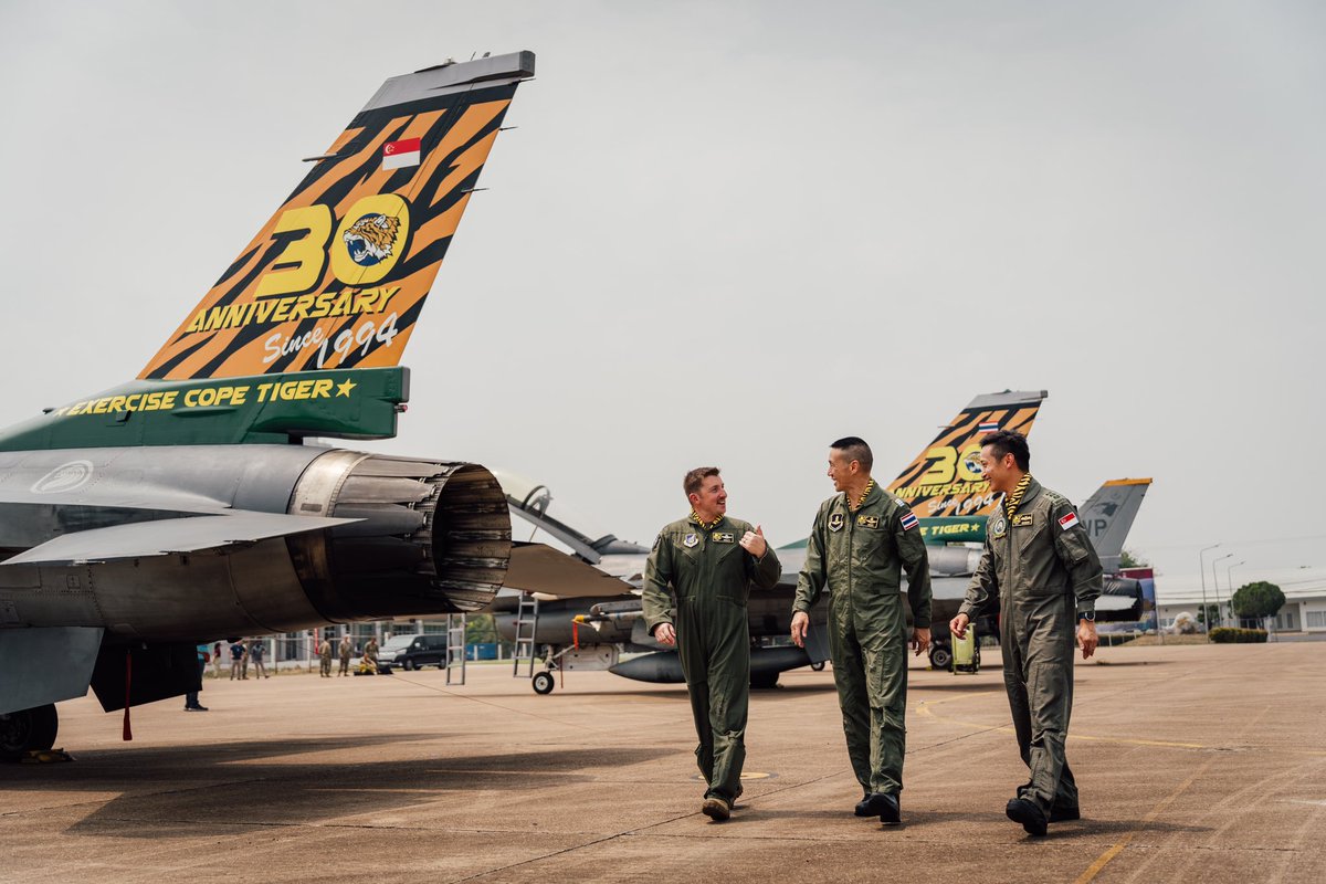 Ex Cope Tiger celebrates its 30th anniversary! Flying training takes place at Korat Royal Thai Air Force Base, Thailand, from March 18 to 28. The exercise involves 75 assets and over 2000 personnel from RSAF, @ThaiAirForce, and @usairforce. More: facebook.com/share/p/iu1FuD…