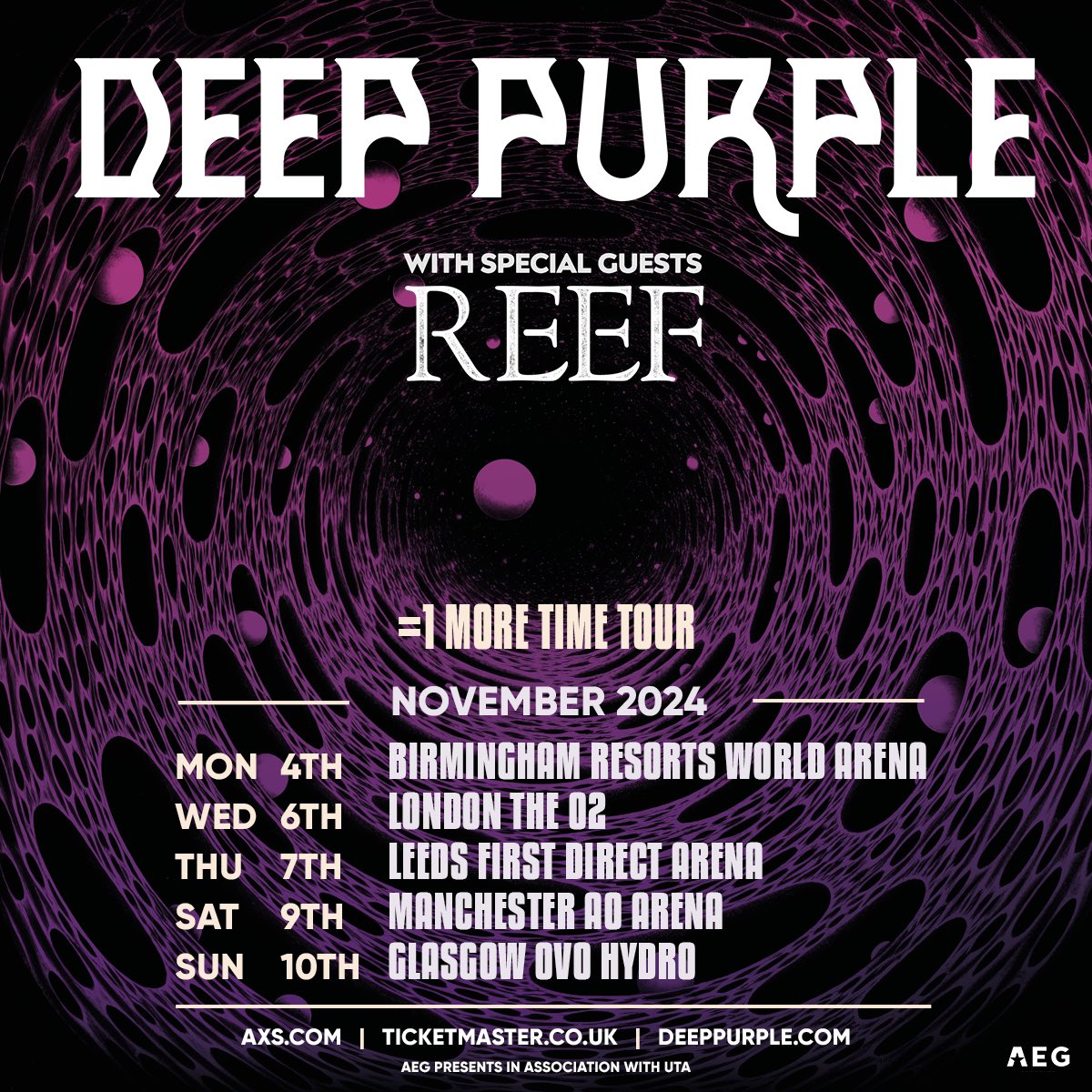 We are super stoked that Rock Royalty @_DeepPurple have invited us as special guests on their UK Arena Tour later this year… Tickets go on general sale Friday 22nd March 10am 💜💜💜🤘

#deeppurple #arenatour #uktour #reefband #garystringer #jackbessant #lukebullen #amynewton