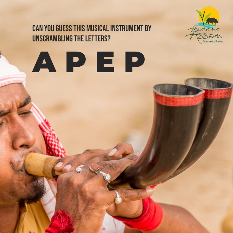 Can you guess this musical instrument by unscrambling the letters? Comment your answers.

Hint: It isa traditional hornpipe instrument made out of buffalo horn and is an integral part of the Bihu songs.

#AwesomeAssam #AssamTourism #Assam #VisitAssam #MusicalInstrument