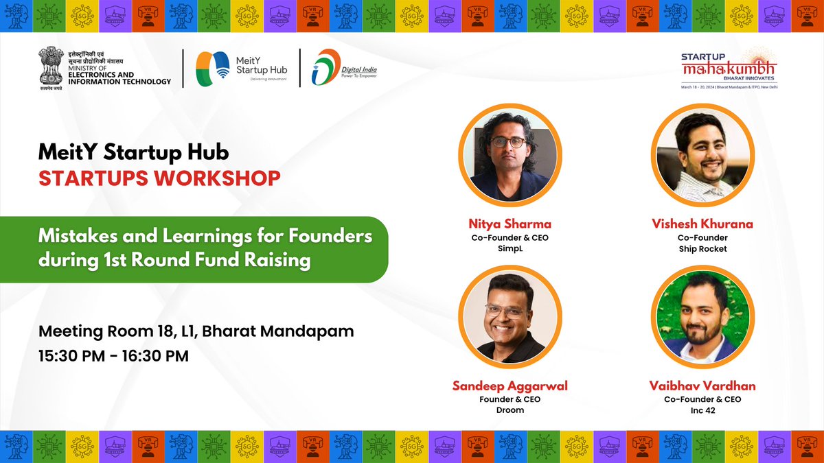 meitystartuphub's tweet photo. We are Live at 3:30 PM Today.

Mistakes and Learnings for Early Stage Founder Session
Venue - Meeting Room 18, Bharat Mandapam.

Take advantage of this exclusive insight into shaping the future of innovation!

#StartupMahakhumbh #DeepTechFunding https://t.co/xwx3xvH6D3