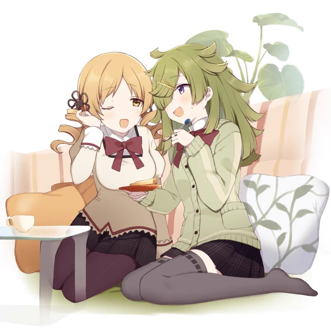 【skeb】リクエストありがとうございました!まばゆちゃん相手だとちょっと甘えてるマミさん良いよね… 