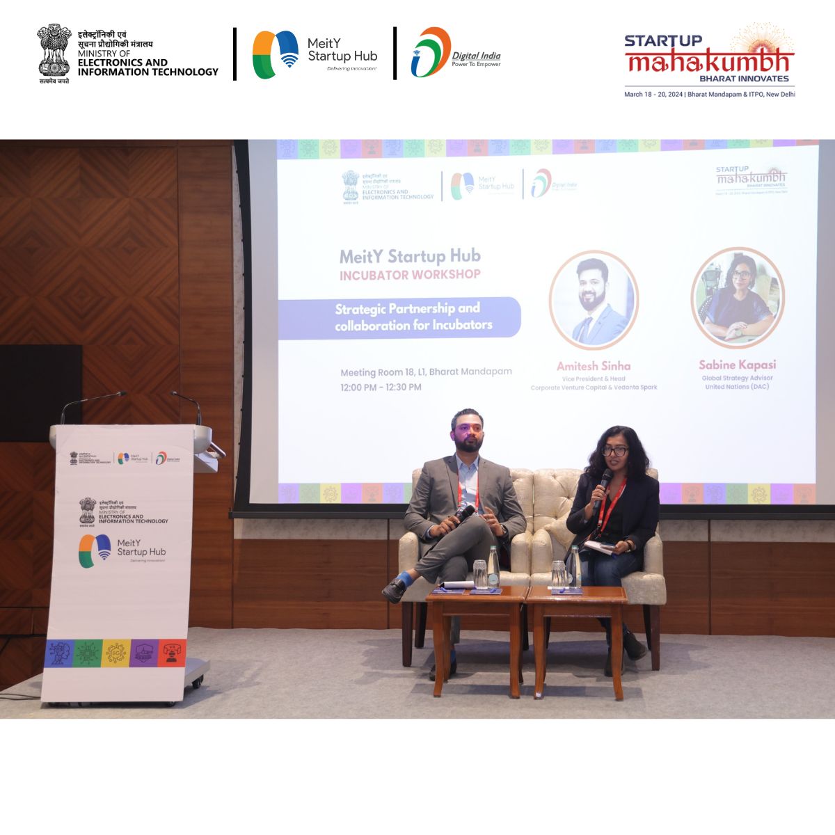 meitystartuphub's tweet photo. Enlightening session at #StartupMahakhumb

Amitesh Sinha, VP &amp; Head at Corporate Venture Capital &amp; Vedanta Spark, shared invaluable insights on Strategic Partnerships &amp; Collaborations for Incubators. This discussion paves the way for collaborations shaping the future of startups. https://t.co/4q04NwjTwK