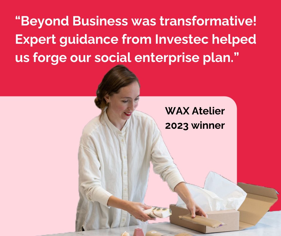 'Beyond Business was transformative! Expert guidance from @Investec helped us forge our social enterprise plan.' 👆🏼 Wax Atelier, 2023 winner What are you waiting for? Apply for the chance to receive up to £24k business funding ⬇ bit.ly/3uwz9Dz @beyond_biz #IBB2024