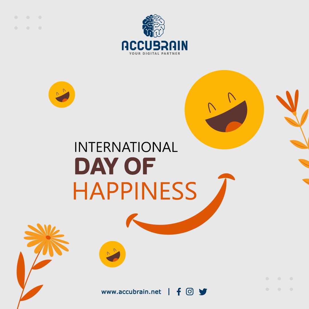accubrain's tweet photo. May your day be as bright as your smile. @AccuBrain Infotech LLP wishes you a very Happy International Happiness Day!
#HappinessDay #InternationalDayOfHappiness #accubraininfotech https://t.co/lEeNox0dkC