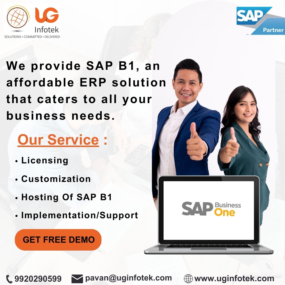 Boost Your Business Productivity with SAP B1: The Smart Choice for SMEs by UG Infotek LLP We'll Be Happy to Help You Manage Your Business Better and Grow Further with 𝗦𝗔𝗣 𝗕𝘂𝘀𝗶𝗻𝗲𝘀𝘀 𝗢𝗻𝗲. #sapbusinessone #inventorymanagement #affordableprice #uginfotekllp #sapb1 #ERP