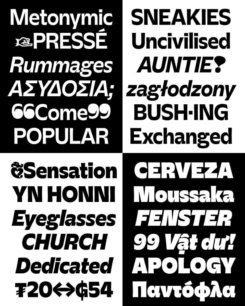 FoundryFive (@foundryfive) on Twitter photo Check out some of the details of Evert's Display cut. If you love it you know where to find it. Oh! And it's still 50% off.
👀 3 optical sizes
⛱️ 48 static styles
🌪️4 variable fonts
🌍 Latin and Greek
🖊️ by <a href="/kostasbartsokas/">Kostas Bartsokas</a>
Trials available! Check out some of the details of Evert's Display cut. If you love it you know where to find it. Oh! And it's still 50% off.
👀 3 optical sizes
⛱️ 48 static styles
🌪️4 variable fonts
🌍 Latin and Greek
🖊️ by <a href="/kostasbartsokas/">Kostas Bartsokas</a>
Trials available!