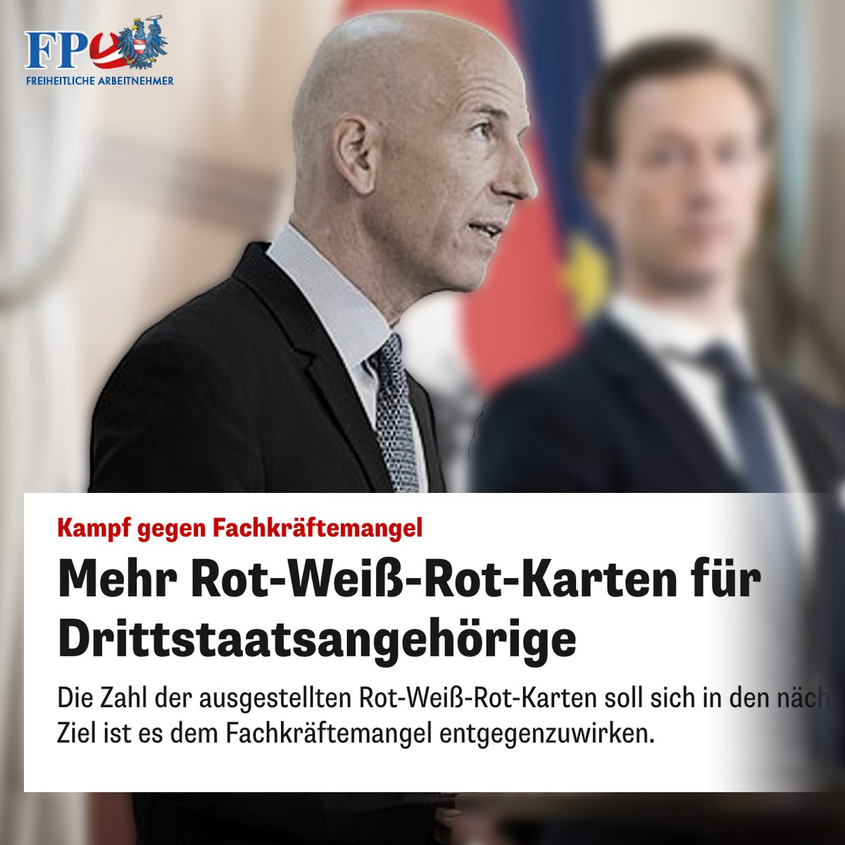 FA_FPOE's tweet photo. Make Hackler great again. 💪
Minister Kocher ist die politische Fehlbesetzung schlechthin. Er setzt auf ausländische Arbeitskräfte statt auf heimische Könner. Bei der nächsten AK-Wahl werden wir der Regierung einen Denkzettel verpassen.
https://t.co/Wr4BzvZ7Bz https://t.co/vw2pYJ1eSH