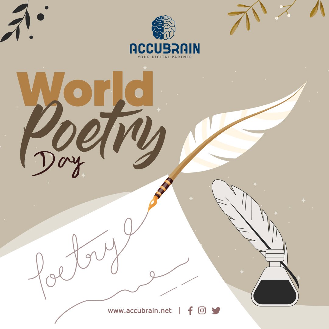 accubrain's tweet photo. Poetry is the rhythmical creation of beauty in words. Happy World Poetry Day from @AccuBrain Infotech LLP

#poetry #WorldPoetryDay #accubraininfotech https://t.co/NO91s65haD