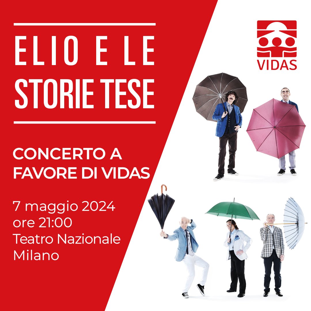 Martedì 7 maggio Elio e le Storie Tese terranno un concerto speciale al Teatro Nazionale di Milano: il ricavato della serata andrà a sostegno di @VidasPalliative. Le prevendite sono aperte! ticketone.it/artist/elio-st…