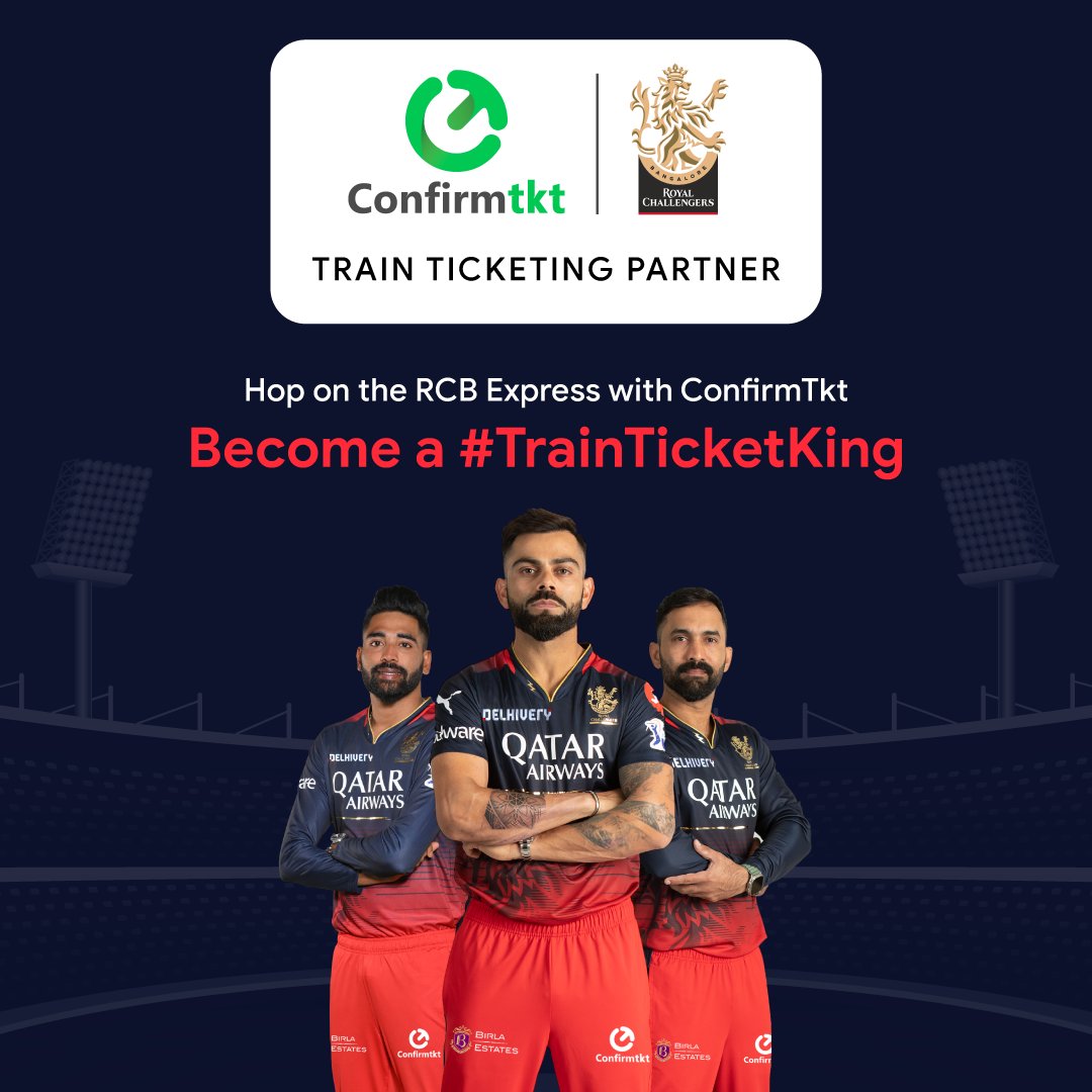 🎉 Exciting News Alert! #ConfirmTkt is proud to announce our partnership with @RCBTweets as their official train ticketing partner! 🔥 Get ready to hop on the RCB Express and become a #TrainTicketKing 🚂👑 👉 Download the app to book your train tickets! #Confirmtkt