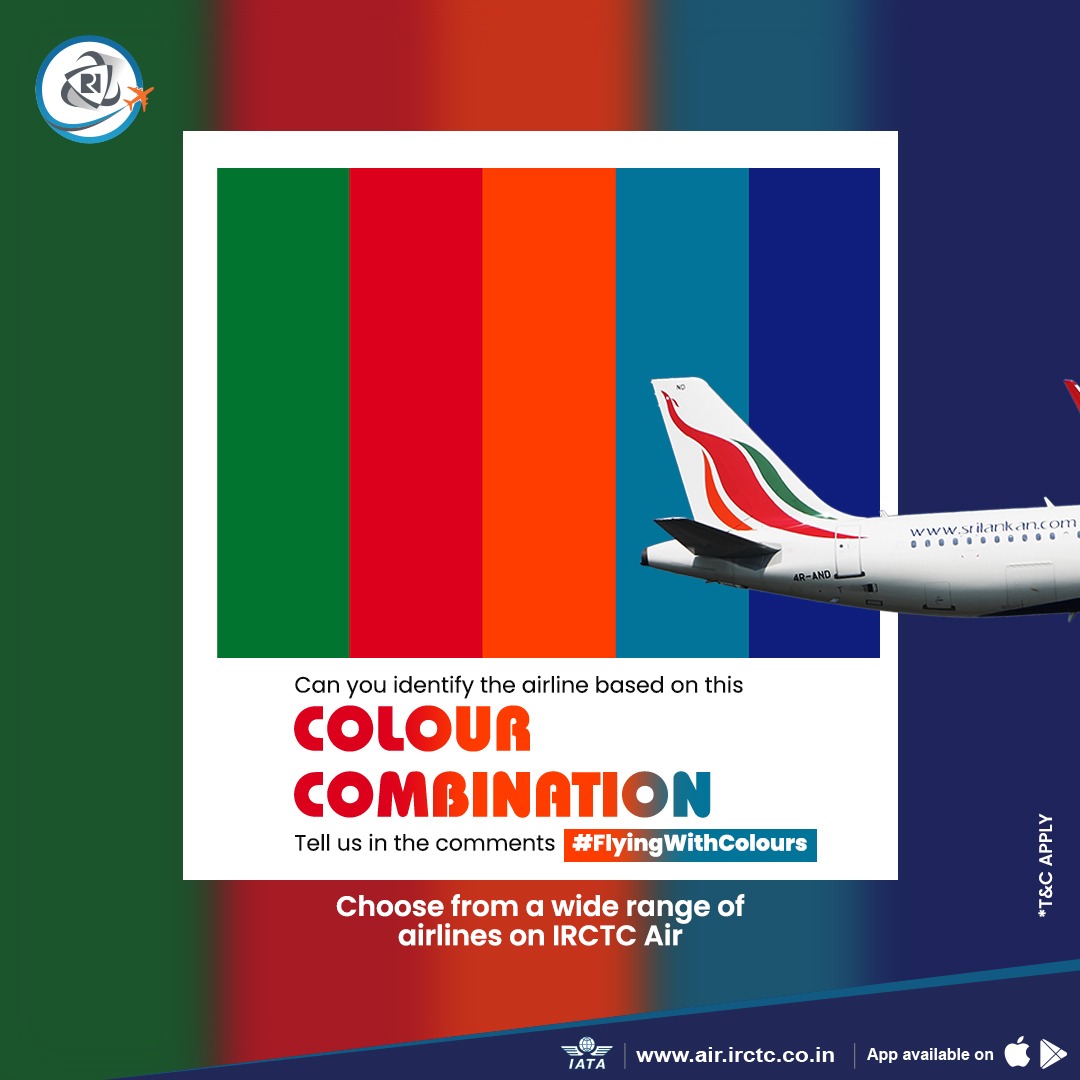 IRCTCofficial's tweet photo. Guess the airline by this colour combination and answer in the comments.
Choose from a wide range of airlines on https://t.co/7OcpVDJMOI or the #IRCTC #Air app.
#FlyingWithColours #Holi2024 #ColourFestival #FlightBooking #AirTickets #TravelGoals #LuxuryTravel #TravelBenefits #AirTravel #EasyBooking #TravelAndTourWorld