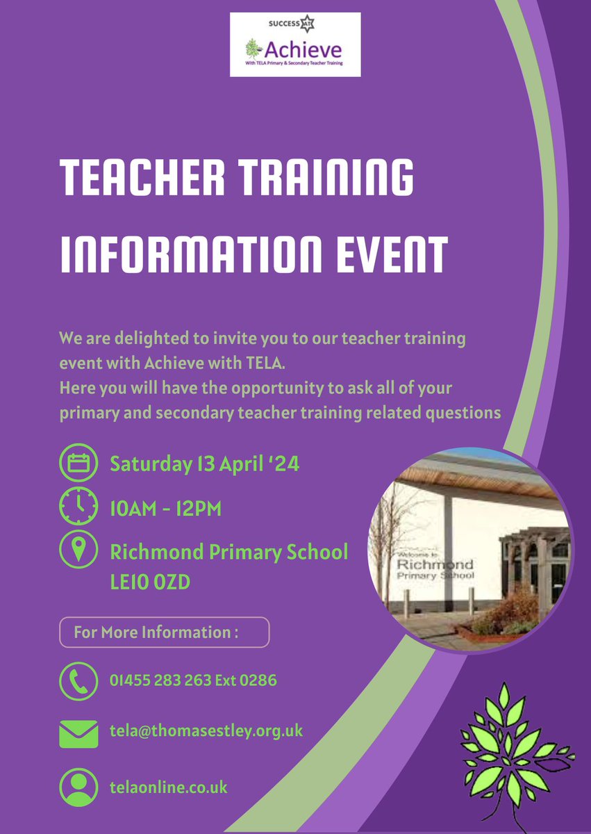 Our next teacher training event will take place -
📅 Saturday 13 April
⏲️ 10am - 12pm
🏫 Richmond Primary - LE10 0ZD
🖥️ telaonline.co.uk/events-get-int…
#teachertraining