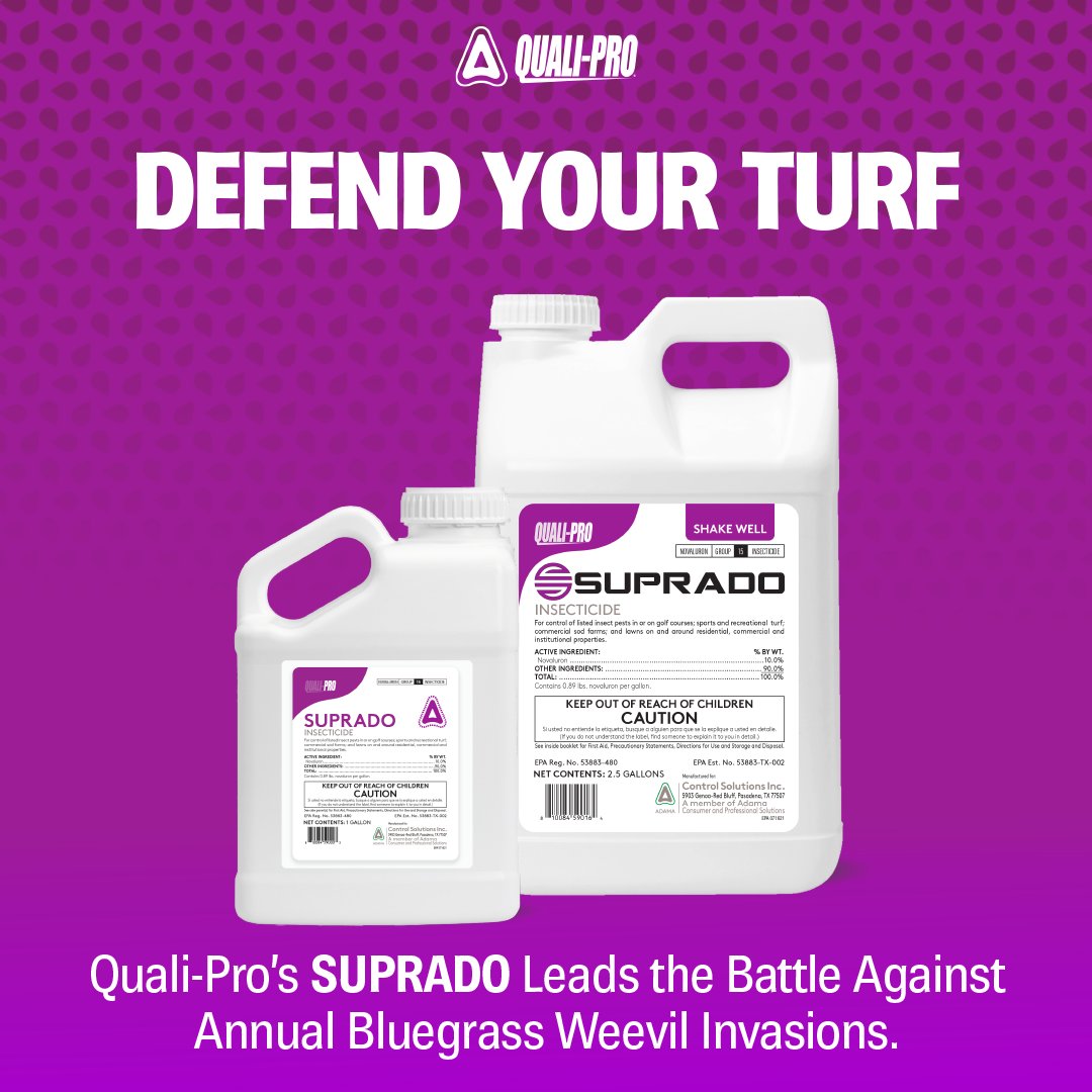 Quali_Pro's tweet photo. Protect your turf like a pro with Quali-Pro's Suprado – the ultimate weapon against annual bluegrass weevil invasions! 🌿💪 #LawnCare #Suprado #DefendYourTurf
Learn more >> https://t.co/4mj5NPV6Im https://t.co/G4aHhZmNvX