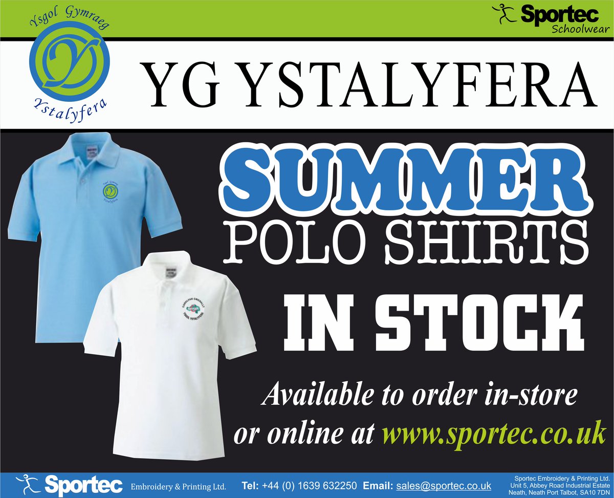 Summer polo shirts for <a href="/YsgolYstalyfera/">Ystalyfera - Bro Dur</a> are back in stock!

Available to order in-store or online by visiting sportec.co.uk/products/schoo…

#Schooluniform #summeruniform
