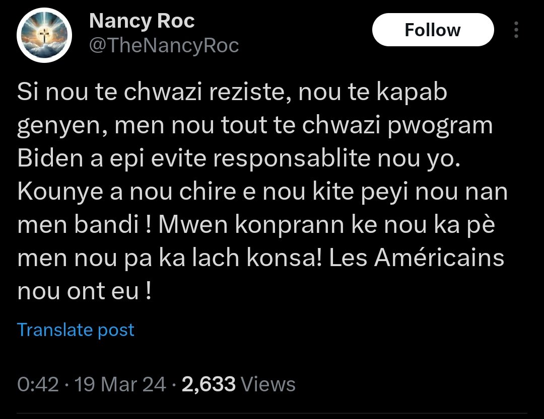 RJrMendes's tweet photo. Menm Foulay la, gen Ayisyen ki estime se yo sèlman ki pou ta fèl. 😩😩 https://t.co/ziNTt8gCdG