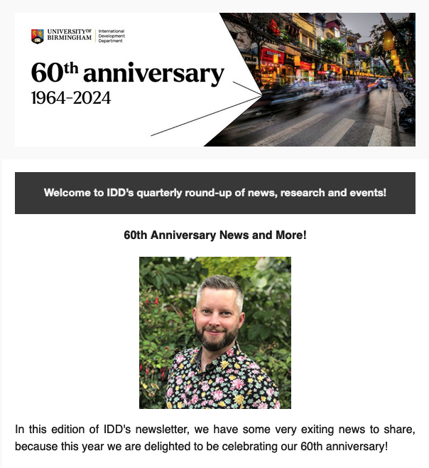 📢The IDD March quarterly newsletter has landed!😀 

Read about our latest publications, research and events, and news of our 60th Anniversary 👉 mailchi.mp/36f32e0d462b/n…

Sign-up for future editions👉eepurl.com/hMtLJj

<a href="/CoSS_Birmingham/">College of Social Sciences</a> <a href="/govsoc_bham/">Government Bham</a> <a href="/devcomms/">Development Studies Association</a> <a href="/unibirmingham/">Uni of Birmingham</a>