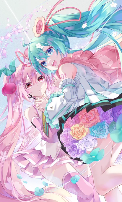 春の共演桜ミク×お花ちゃん#初音ミク #ボカロ#桜ミク #マジカルミライ2021 