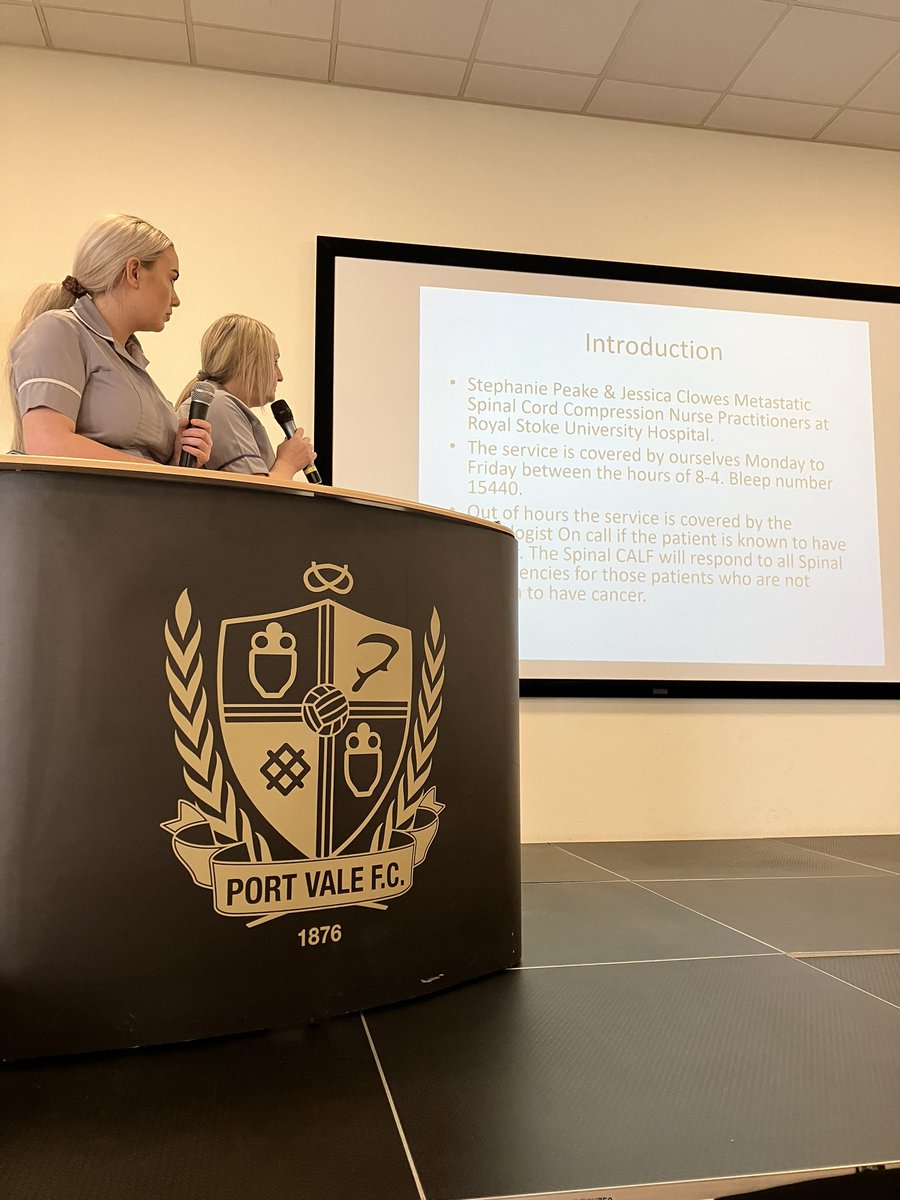 Fantastic start to our conference today - Dr Lambert covering palliaitve care emergencies, specifically catastrophic haemorrhage and airway obstruction , followed by Steph Peak and Jessic Clowes , discussing Metastic Spinal Cord Compression Pathway and management.