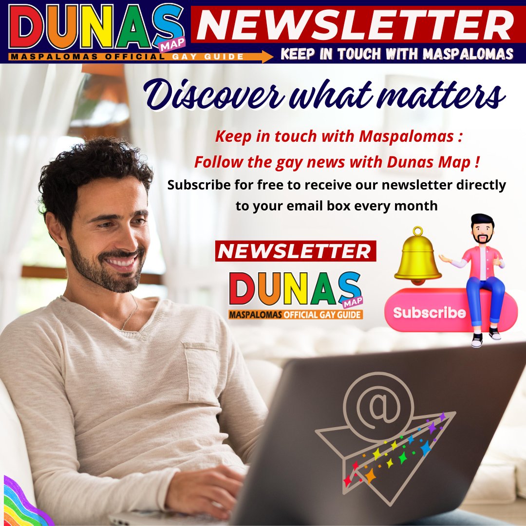 DUNAS MAP NEWSLETTER : dunasmap.com/newsletter Subscribe to the new Dunas Map Newsletter and receive the Maspalomas Gay News once a month in your email box for free. Be updated and Follow whats matters with Dunas Map. Join us ! @IloveGayLGBT @IloveGayCircuit @ILoveGayStyle