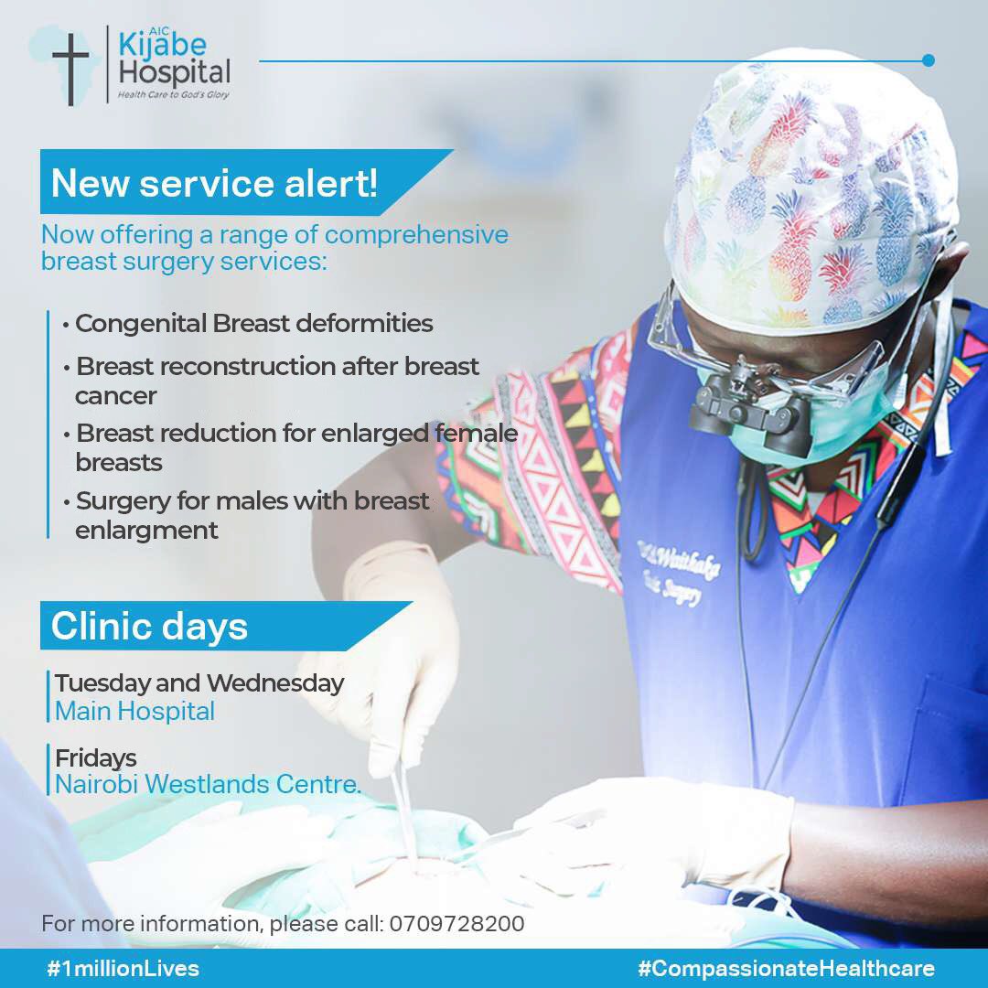 Are you or someone you know in need of breast reconstruction services? 🔉Share about our new services with them! For further information, please contact us on 0709728200 #1MillionLives #CompassioanateHealthCare