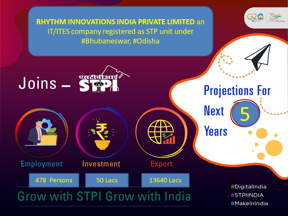Welcome, M/s. Rhythm Innovations India Private Limited; Looking forward to a successful journey ahead with STPI Bhubaneswar @StpiBbsr. #GrowWithSTPI #MeitY_GoI #StpiIndia @Arvindtw