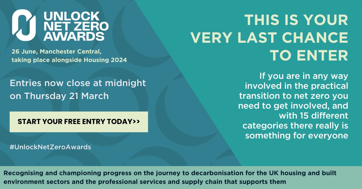 Entries for the #UnlockNetZeroAwards close in just TWO DAYS, have you submitted your entries yet? It's been fabulous to see hundreds of organisations get involved and put their teams and projects forward Download our FREE entry guide and find out more: unlocknetzero.co.uk/awards-enternow