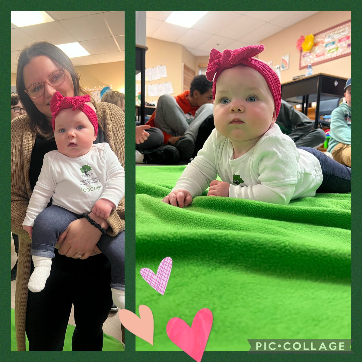 Our tiny teacher, Baby Kate is filling us with curiosity and joy during each visit 💕@RootsofEmpathy @VillanovaSchool