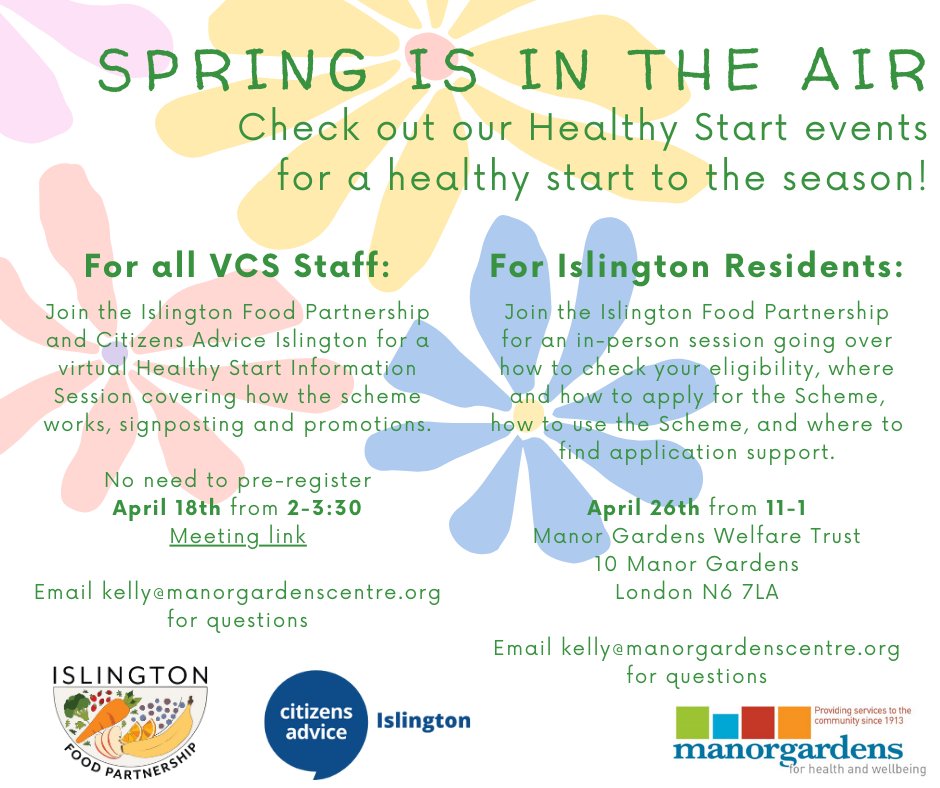 Dates for our upcoming Healthy Start sessions! These are free and cover how the scheme works, who is eligible (and how to check), as well as where to find application support in Islington. Meeting link -&gt; teams.microsoft.com/l/meetup-join/…
