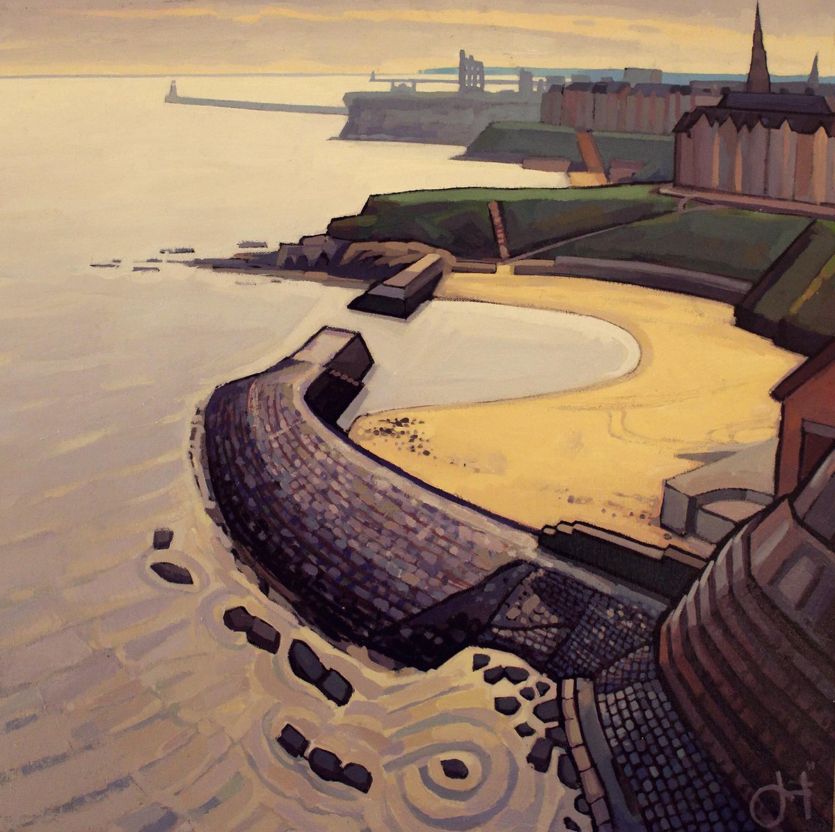 Cullercoats Bay - Jim Edwards Back in today, after @OuseburnOpen, restocking prints, inc this one Cullercoats Bay. Studio closed tomorrow & Thursday, as I’ll be up in Glasgow. Back in on Friday jimedwardspaintings.com/store/p152/Cul… #cullercoats #cullercoatsbay #northtyneside