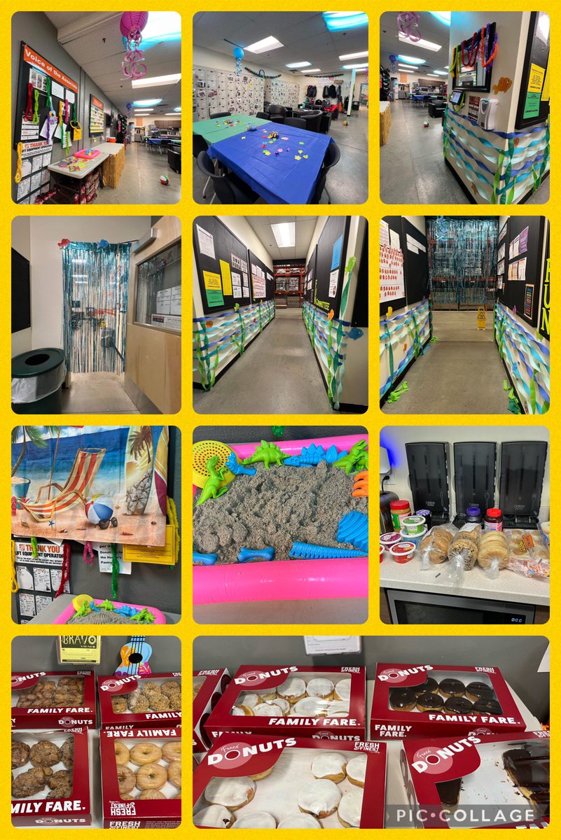 HomeDepotCadill's tweet photo. Lots of fun, spirit, and participation on the first day of our Spring Success Sharing Celebration Week! It was wear a hat day or the color yellow. The Fun Committee decorated with the theme of Under The sea beach vacation with donuts and bagels! #springsuccesssharing! 🍩🥯🐠🏖️ https://t.co/r9i3GhJQOR