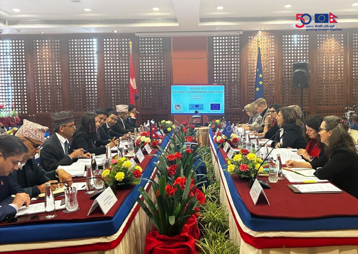 🇪🇺 and 🇳🇵 held the 15th meeting of the Joint Commission in Kathmandu today. The two partners exchanged views on a broad range of political, geopolitical, social and economic issues, an indication of their expanding agenda and deepening ties.