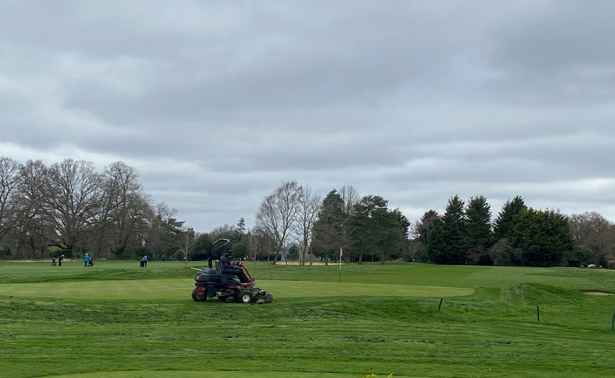 Great to see the greenkeepers able to get machinery out on the course this morning #Golf