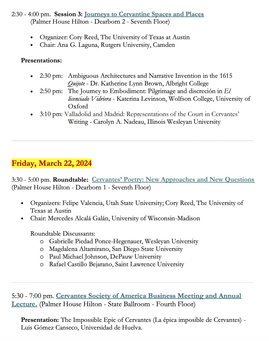 MedGoldenAge's tweet photo. The @of_cervantes  is proud to announce a strong line-up of Cervantes-focused panels at the @RSAorg  Society of America’s annual meeting in Chicago, from March 21 to 23. Details of the CSA-sponsored sessions and related presentations are in the attached document.

For additional information, please visit the RSA conference page at https://t.co/2AH2BkGosU