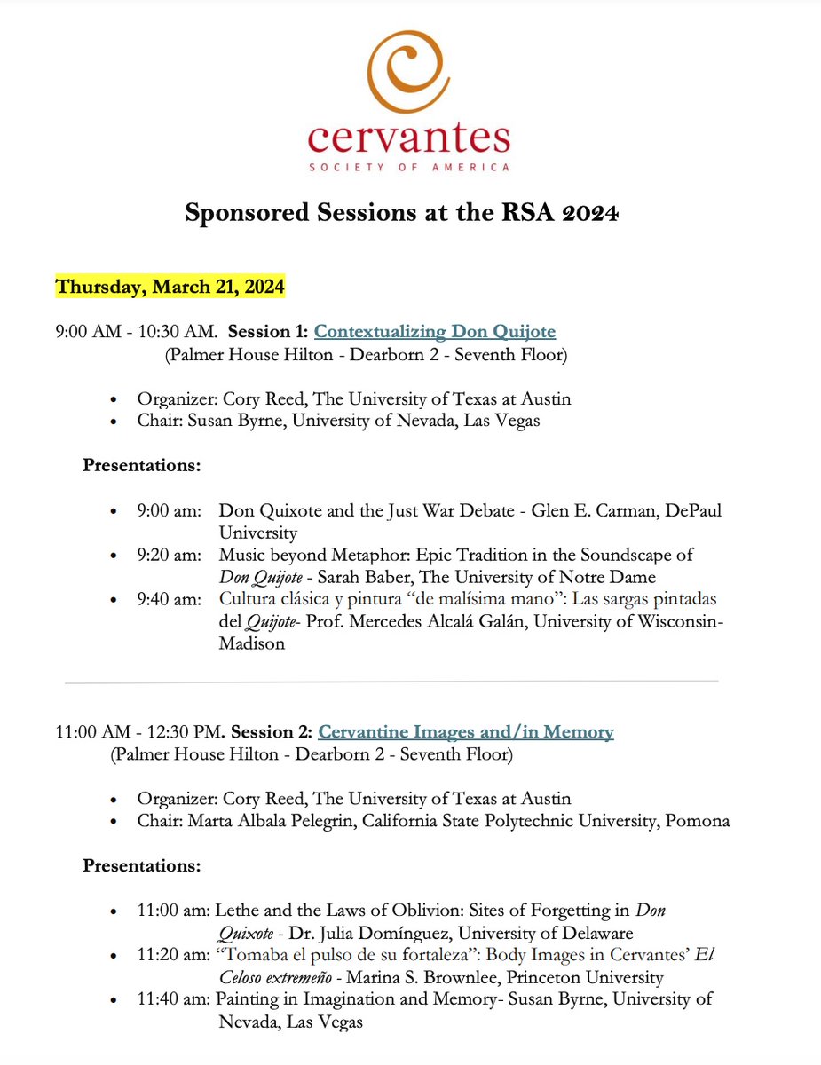 MedGoldenAge's tweet photo. The @of_cervantes  is proud to announce a strong line-up of Cervantes-focused panels at the @RSAorg  Society of America’s annual meeting in Chicago, from March 21 to 23. Details of the CSA-sponsored sessions and related presentations are in the attached document.

For additional information, please visit the RSA conference page at https://t.co/2AH2BkGosU