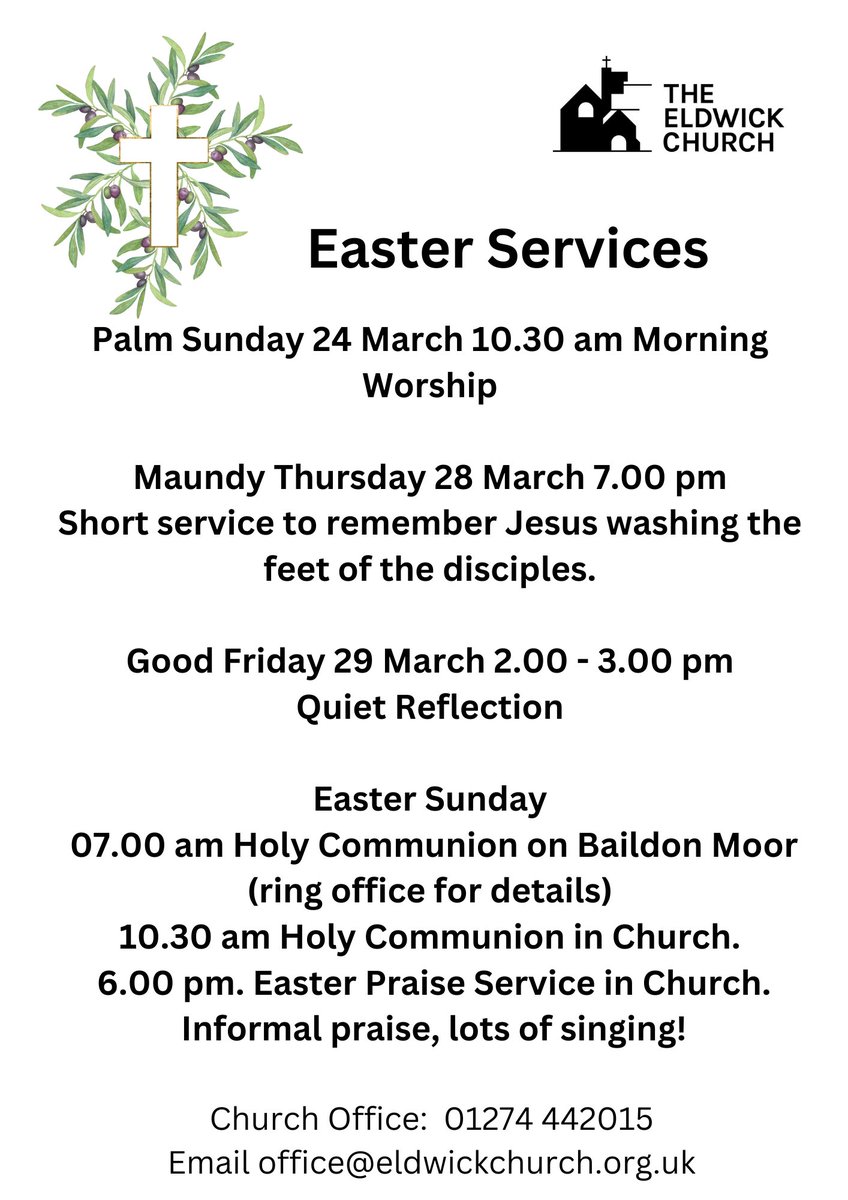 Here are our services over the Easter period.  All welcome #HolyWeek #Easter