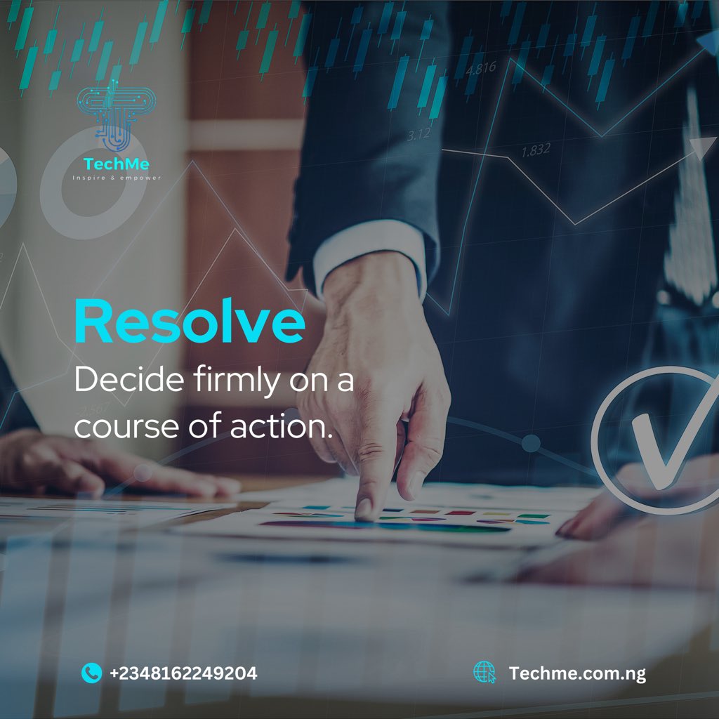 TechMe_'s tweet image. Resolve - Decide firmly on a course of action. Speaking of, you could start with one or any of our amazing programs at TechMe. 💼✨ #techme #skilldevelopment