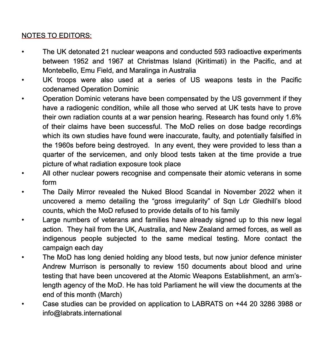 Today two veterans, Brian Unthank and Terry Quinlan, along with descendants @atomiclabrats and @StePurse, formally served legal papers on @defencehq, demanding their #nukedblood records within 21 days or face court action. The MoD has until April 17 to respond. #boom