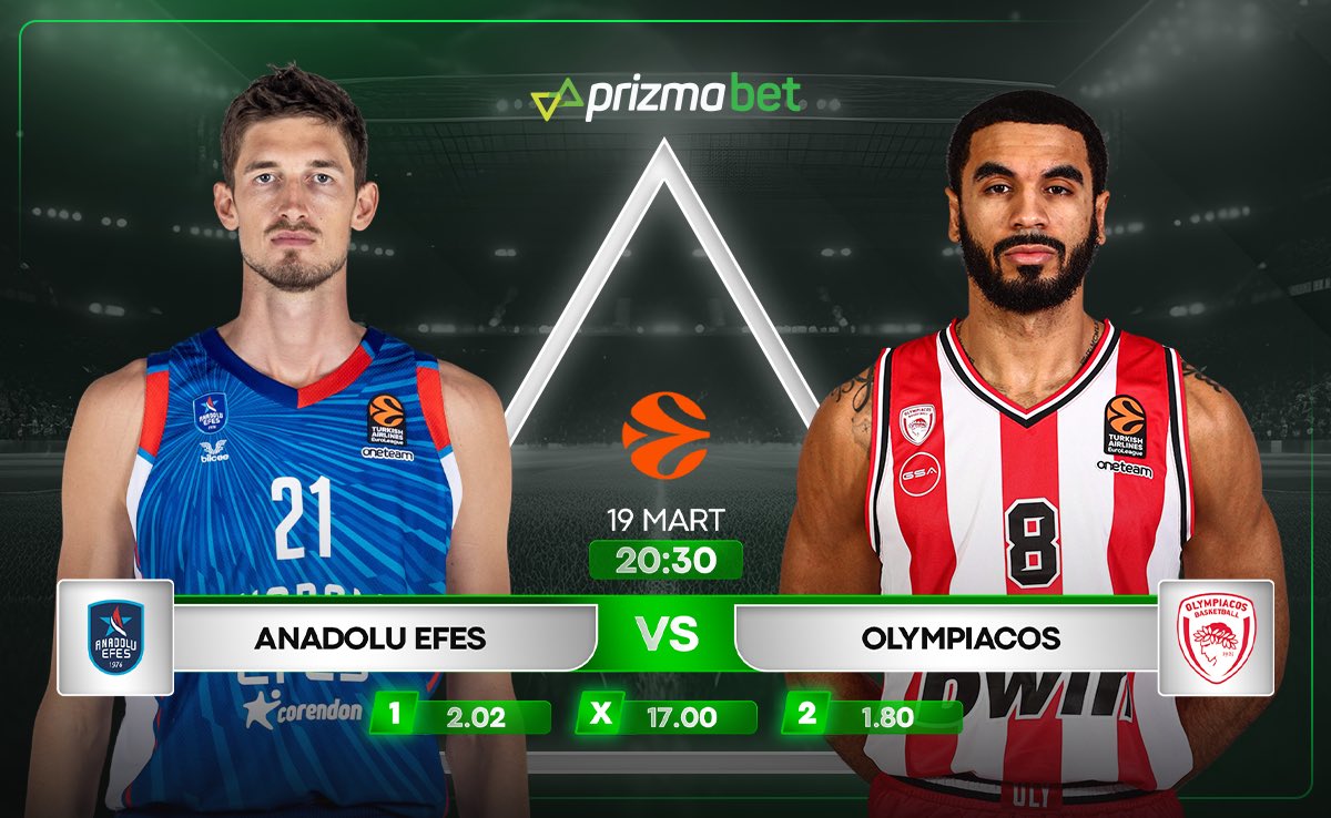 🍀Anadolu Efes ile Olympiacos karşı karşıya  geliyor !

🏀Euro League  heyecanı zengin bahis marketleri ve avantajlı promosyonları ile Prizmabet'te yaşanır !

👇 prizmabet519.com