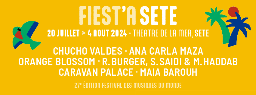 Festival Fiest'A Sète #fiestasete (@fiestasete) on Twitter photo Nouveaux noms pour la 27° édition !
🔸2 août : Rodophe Burger, Sofiane Saidi & Mehdi Haddab : Mademoiselle - Orange Blossom
📌Infos > fiestasete.com
@bleuherault <a href="/F3OccitanieLR/">France 3 Occitanie</a> <a href="/villedesete/">Ville de Sète</a> <a href="/Occitanie/">Région Occitanie</a> <a href="/Heraultinfos/">Département de l'Hérault</a> <a href="/GazettedeMtp/">Gazette Live Montpellier</a> #fiestasete #festival #sete #herault Nouveaux noms pour la 27° édition !
🔸2 août : Rodophe Burger, Sofiane Saidi & Mehdi Haddab : Mademoiselle - Orange Blossom
📌Infos > fiestasete.com
@bleuherault <a href="/F3OccitanieLR/">France 3 Occitanie</a> <a href="/villedesete/">Ville de Sète</a> <a href="/Occitanie/">Région Occitanie</a> <a href="/Heraultinfos/">Département de l'Hérault</a> <a href="/GazettedeMtp/">Gazette Live Montpellier</a> #fiestasete #festival #sete #herault