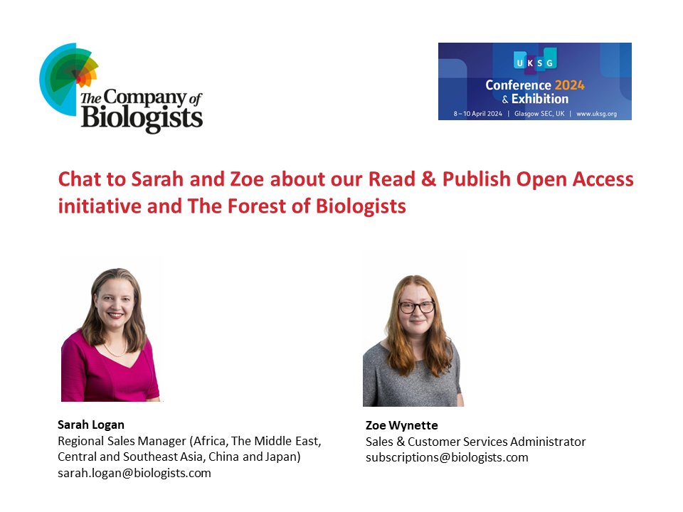 If you're at #UKSG2024 8-10 April and are curious to know how many trees your institution has planted in our forest @For_Biologists or have questions about our #openaccess #ReadAndPublish initiative, then be sure to look out for @SarahLoganCOB and Zoe. biologists.com/library-hub/