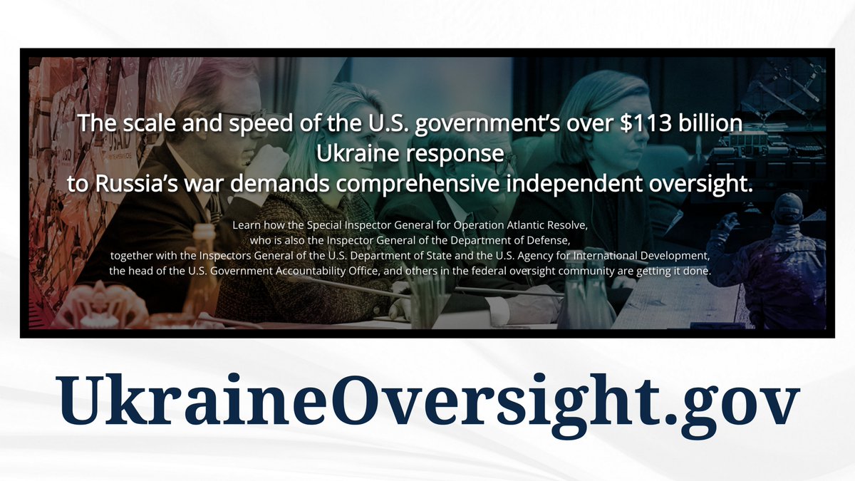 Our new website, UkraineOversight.gov, is your resource for all things #Ukraine. Find press releases, reports, and more about #oversight of U.S. funded programs and activities for Ukraine. #Transparency #GoodGovernance