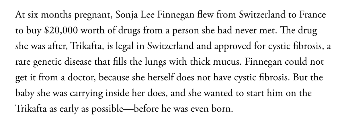 What would you do if there was a miracle drug for your baby's disease—but you couldn't get it? I wrote about the pregnant moms trying to get a cystic fibrosis drug for their unborn babies, and the lengths they've been willing to go. theatlantic.com/health/archive…