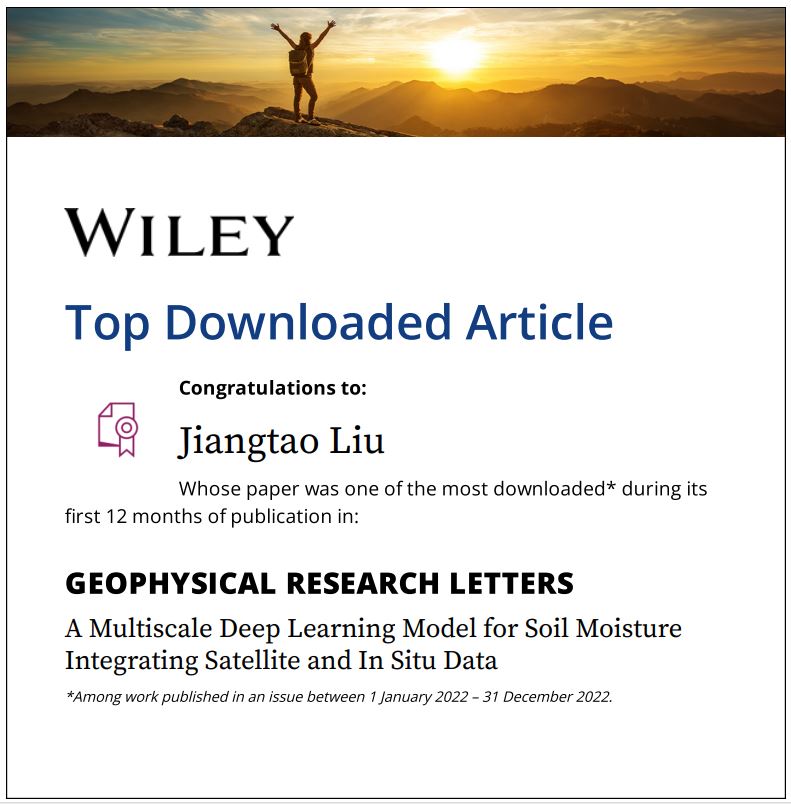 Jiangtao Liu (@jiangtaoliud) on Twitter photo Our paper is one of the most downloaded articles in GRL 2022-2023. Thank you very much for your interest in our research. <a href="/ChaopengShen/">Chaopeng Shen</a> <a href="/FarshidRahmani5/">Farshid Rahmani</a> <a href="/klawsonhydro/">Kathryn Lawson</a> Our paper is one of the most downloaded articles in GRL 2022-2023. Thank you very much for your interest in our research. <a href="/ChaopengShen/">Chaopeng Shen</a> <a href="/FarshidRahmani5/">Farshid Rahmani</a> <a href="/klawsonhydro/">Kathryn Lawson</a>