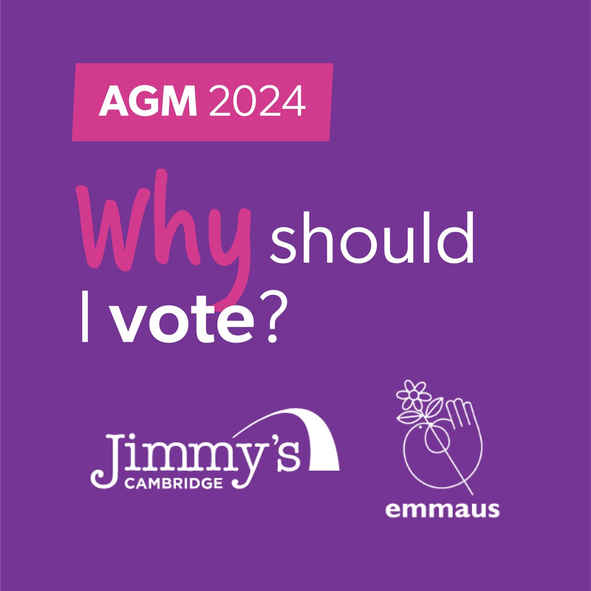 Voting in our AGM allows you to have your say in the future of your building society, and is an opportunity to do some good For every vote at our AGM, we will make a donation to @jimmyscambridge and @emmauscambridge, who help those most in need: pulse.ly/gavkyg8cip