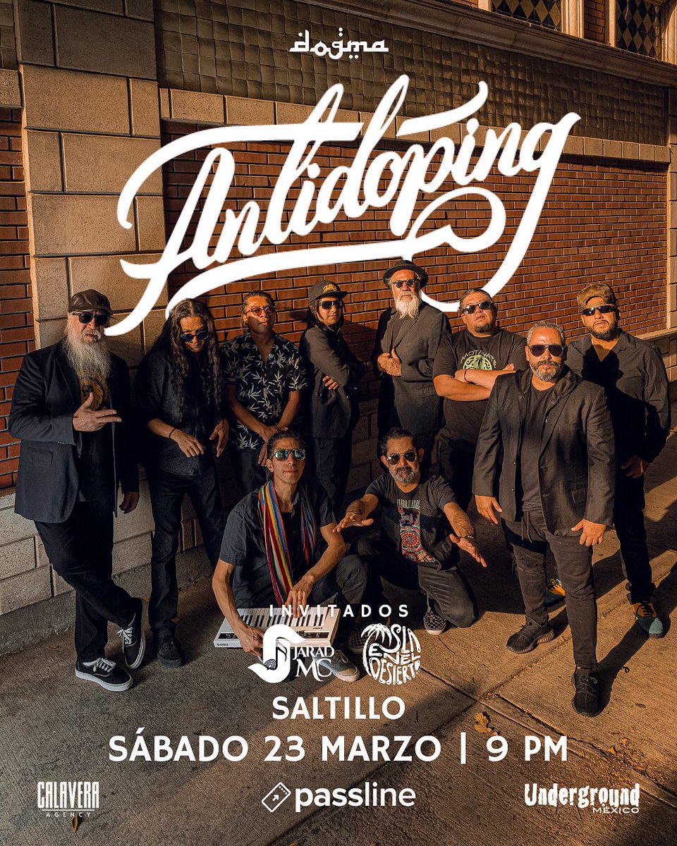 SALTILLO! Nos vamos al desierto este Sábado 23 de Marzo con <a href="/antidopingmx/">Antidoping</a> acompañados de la <a href="/islaeneldesiert/">𝕀𝕤𝕝𝕒 𝕖𝕟 𝕖𝕝 𝔻𝕖𝕤𝕚𝕖𝕣𝕥𝕠 🌴</a> por primera vez en Saltiyork. Nos vemos en el <a href="/dogma_bar/">dogma bar</a>

Agradecemos a la vida y al Reggae por unir nuestros caminos y reunirnos aquí.
