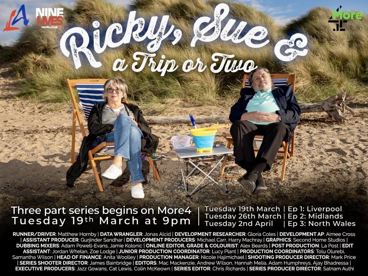 Chill out with the anazing TV double act Sue Johnston & Ricky Tomlinson, as they kick off our new series in Liverpool tonight from 9pm on More4 ♥️ #more4 #rickysueandatriportwo #rickyandsue