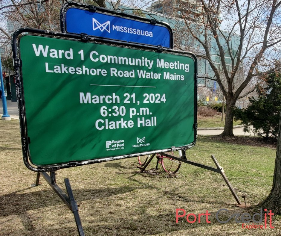 Community Meeting – Lakeshore Road Water Mains – Thursday March 21st 6:30 p.m. at Clarke Memorial Hall portcredit.com/community-news/
