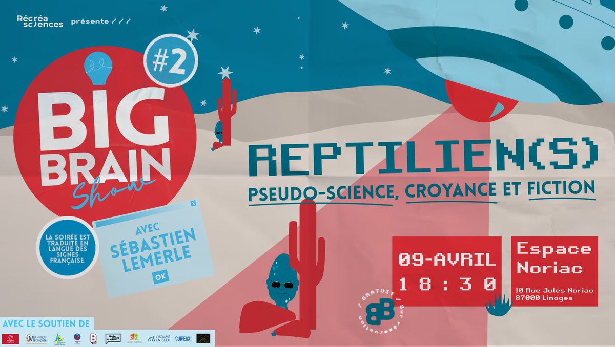 #EVENT Le Big Brain Show revient pour une 2ème édition autour de la thématique 'Reptilien(s) : pseudo-science, croyance et fiction' ! 🙌 🎟️Pour réserver vos places ➡️ bit.ly/bbs-2